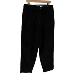 Vintage Eddie Bauer black Pleated Cuff Corduroy Trouser Pants Sz 18 high rise st